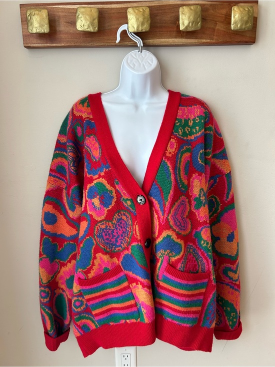 FARM Rio Sweaters - FARM Rio NWOT Psychedelic Knit Cardigan Rainbow Oversized Size Large